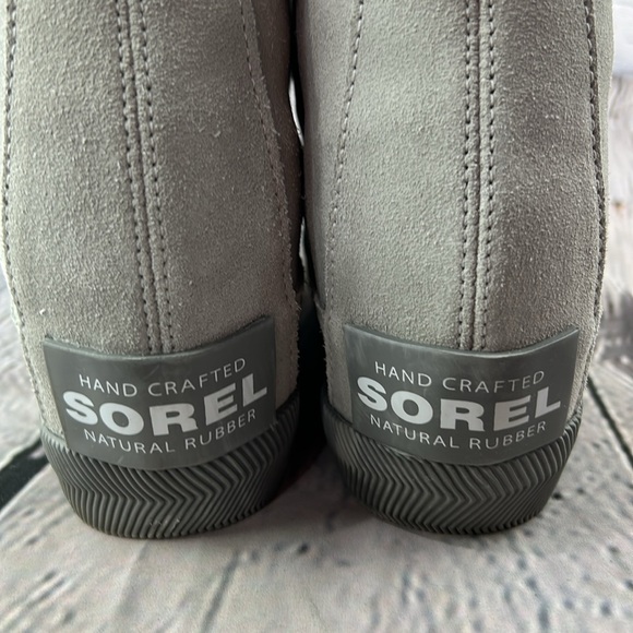 SOREL OUT ‘N ABOUT II Dove Quarry Gray Soft Suede Lace Up Wedge Boot Sneakers - Picture 15 of 17